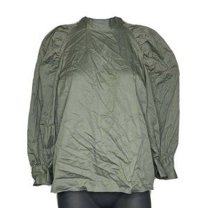 Prolouge Green Drop Shoulder Balloon Sleeve Poplin